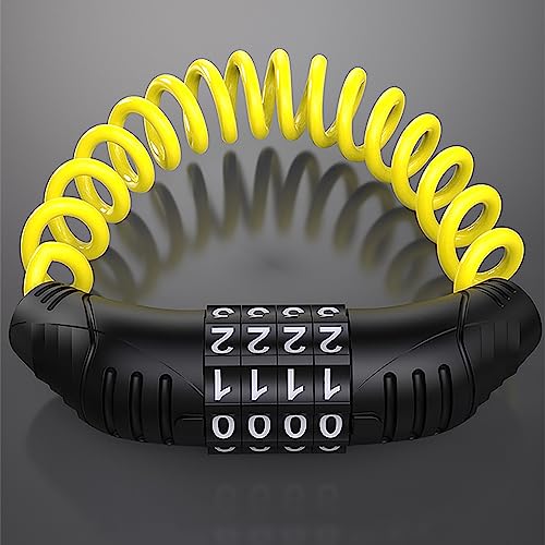 Windance 2pcs Motorcycle Helmet Lock Cable, Anti-Theft Retractable Luggage Lock with 4 Digit Password Combination Security Lock (Yellow 2pcs) - color: Yellow 2pcs