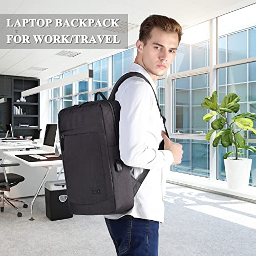 VASCHY 17 inch Laptop Backpack for Men with USB Port Lightweight Slim Business Backpack - color: Black