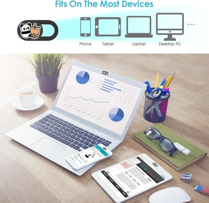 Camera Privacy Covers 0.02 Inch Ultra Thin Panda Slide Webcam Cover Cute Laptop Camera Blocke (Panda 3pcs) - color: Panda 3pcs