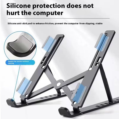 Premium Portable Aluminum Laptop Stand for Desk, 7 Angles Adjustable Tilt, Heavy-Duty Laptop Riser, Foldable, Slim & Lightweight Travel-Friendly Stand for Desk & Workstation, Black