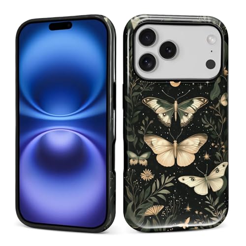 CARLOCA Case for iPhone 17 Pro,Gothic Dark Butterfly Design Hybrid Dual Protection Soft TPU Hard PC Shockproof Anti Scratch Men & Women Stylish Protective Phone Case - color: Gothic Dark Butterfly, size: iPhone 17 Pro