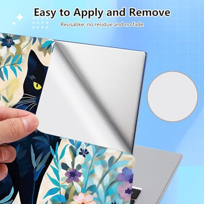 Universal Laptop Skin Sticker Decal for 11.6”12" 13" 13.3" 14" 15" 15.4" 15.6" Reusable Waterproof Scratch-Scratch Resistant Protective Vinyl Laptop Notebook Skin Stickers - Black Cat Floral Leaf - color: Black Cat Floral Leaf
