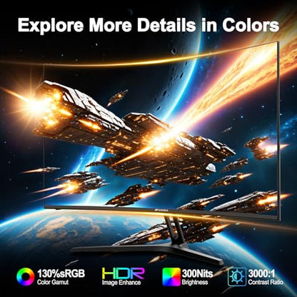 SANSUI 24 Inch Curved Gaming Monitor up to 180Hz MPRT 1ms with Built-in Speakers,FHD 1080P Computer Monitor Freesync 130% sRGB HDR,HDMI DP Ports VESA Mount Metal Stand(ES-G24C1 HDMI Cable Included) - size: 24.01