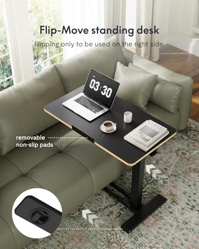 FLEXISPOT H7 PRO 90° Tiltable Mobile Overbed Table with Pneumatic Lift,28'' | Foldable bedside table with adjustable desktop for laptop, Rolling Computer Cart and bed sofa.27.6" W x 15.7" D,Black Maple - color: Black Maple, size: 28x16