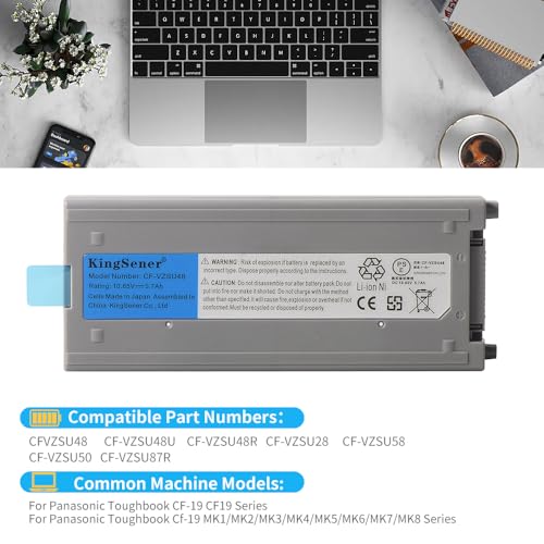 CF-VZSU48 Laptop Battery for Panasonic Toughbook CF-19 CF19 CF-VZSU28 CF-VZSU48U CF-VZSU50 6CELL 10.65V 58WH | Compatible with Panasonic Toughbook CF-19 MK1-MK8 Series, CF-VZSU28/48U/50/48R/58U. 6-Cell Li-ion