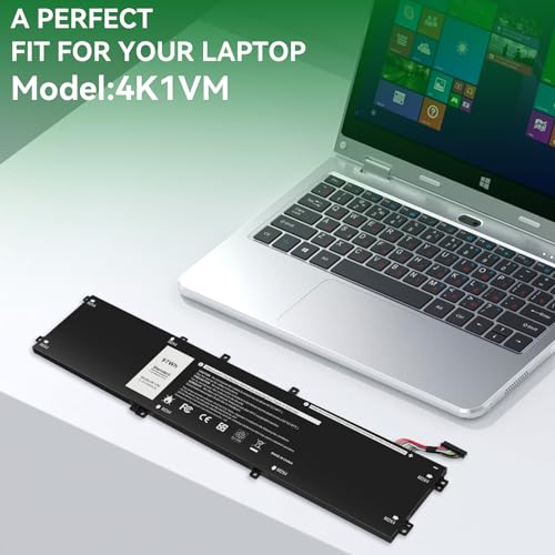 TREE.NB 97Wh 4K1VM Battery Replacement for Dell G7 17 7700 Series Notebook W62W6 0W62W6 9TM7D 09TM7D XYCW0 0XYCW0 V0GMT NCC3D 0NCC3D NYD3W 0NYD3W 6-Cell - size: 13.46x3.31x0.28inch 4K1VM
