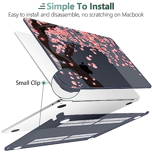 DONGKE for MacBook Air 13 Inch Case M5 2026 M4 2025 M3 M2 2024-2022 A3449 A3240 A3113 A2681, Plastic Hard Shell & Keyboard Cover & Screen Film for MacBook Air 13.6 Inch Case - Cherry Blossoms - color: Cherry Blossoms