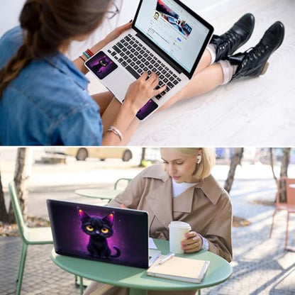 Universal Laptop Skin for 13-16 Inch Laptops,Vinyl Protective Sticker Decal,Easy DIY Trim-to-Fit for HP/Dell/MacBook,Bubble-Free & Removable,Big-Eyed Black Cat - color: Big-eyed Black Cat