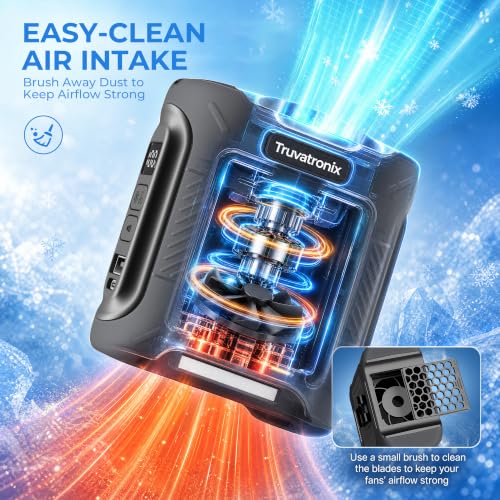 Portable Waist Fan with 56°F Ice Cooling, 8000mAh Rechargeable Belt Clip Fan, 5-Speed 21000RPM Wearable Cooler, LED SOS Warning Light for Jobsite Camping Summer Essential - color: Black