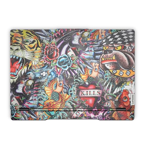 Glossy Glitter Laptop Skin Compatible with Lenovo Legion 5 Gaming Laptop (15IRX9) 2024 - Old School Tattoo - Premium 3M Vinyl Protective Wrap Decal Cover - Easy to Apply | Crafted in the USA - color: Old School Tattoo, size: Legion 5 Gaming (15IRX9) 2024