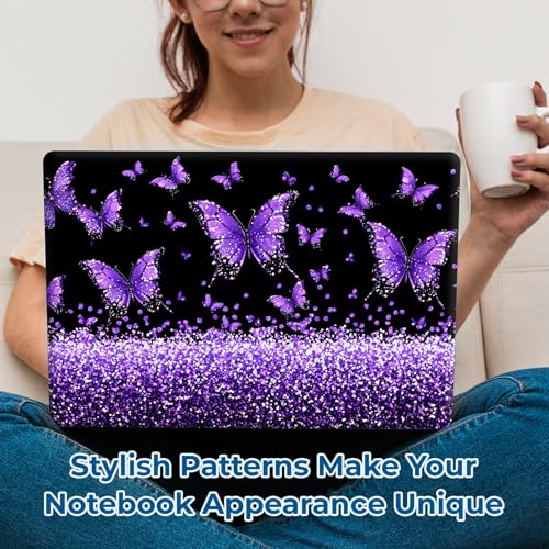 Reusable Universal Laptop Skin Sticker, Cut to Fit for 11.6–15.6 Inch Laptops, Waterproof Protective Film, No-Residue - Purple Butterfly - color: Purple Butterfly