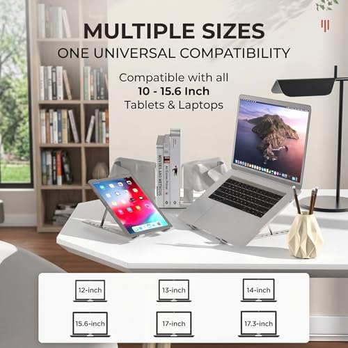 Ergonomic Laptop Stand, Plastic Laptop Riser, Portable and Adjustable Notebook Computer Holder Compatible,White - color: White