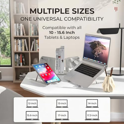 Ergonomic Laptop Stand, Plastic Laptop Riser, Portable and Adjustable Notebook Computer Holder Compatible,White - color: White