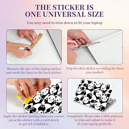 Laptop Skin Sticker Laptop Cover for 12" 13" 13.3" 14" Laptop Stickers,Reusable Skin Sticker Cover Personalized Art Waterproof & Scratch-Resistant Protector Case,Cute Pandas - color: Cute Pandas