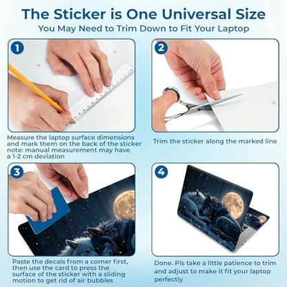 Reusable Universal Laptop Skin Sticker, Cut to Fit for 11.6–15.6 Inch Laptops, Waterproof Protective Film, No-Residue - Lunar Wolves - color: Lunar Wolves