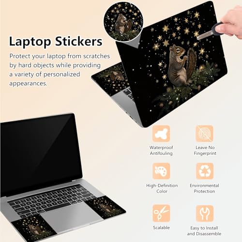 Laptop Skin Sticker Decal 15.6 Inch,12 13 13.3 14 15 15.6 in Laptop Netbook Skins for Notebook,Art Decal Removable Waterproof Scratch Resistant,Universal Vinyl Cover,Cute Squirrel Star - color: Cute Squirrel Star