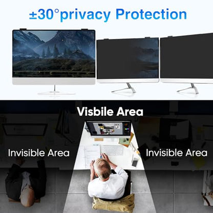 Computer Privacy Screen 23.6 Inch Magnetic, Removable Hanging Privacy Shield for frameless Monitor 16:9 Widescreen, Anti Blue Light, Anti-Glare Protector