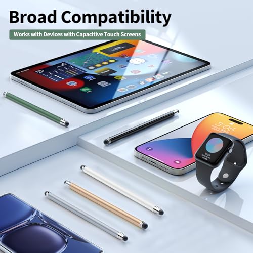 Stylus Pen for Touchscreen(5 pcs) 2-in-1 Stylus Pen for iPad | High Sensitivity Precision Suitable for Touch Screens of iPhone/ipad/Android Tablet(Black/White/Gray/Gold/Dark Green) - color: Black/White/Gray/Gold/Dark Green