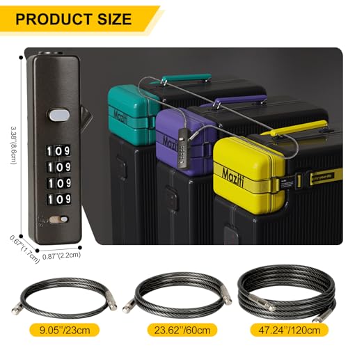 DELSWIN Cable Locks with Combination, 4-Digit Combination Lock with 3 Steel Ropes (9'' /23.6'' /47.2''), Security Cable Lock for Luggage, Helmet, Gym Locker, Cabinet, Gate (Gun-Grey) - color: Gun-grey