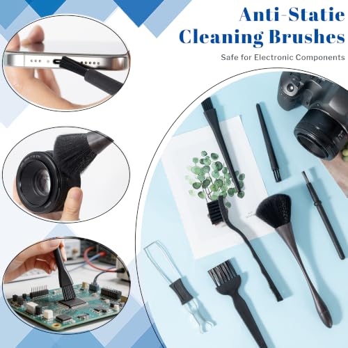 SIMPOR 7 Pcs Anti Static Brush Set with Keycap Puller, PC Computer Electronics Keyboard Cleaning Kit, Nylon Keyboard Cleaning Brush Cleaner for Mechanical Keyboard, PCB, Camera, Car Vents