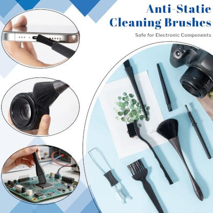 SIMPOR 7 Pcs Anti Static Brush Set with Keycap Puller, PC Computer Electronics Keyboard Cleaning Kit, Nylon Keyboard Cleaning Brush Cleaner for Mechanical Keyboard, PCB, Camera, Car Vents
