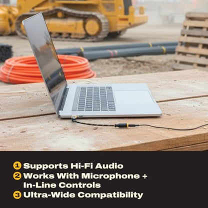 DEWALT Aux to USB C Adapter – 3.5mm to USB C Audio Headphone Jack Dongle with DAC Chip, CTIA Compatible, Kevlar-Reinforced Cable for iPhone 17 16 15, Samsung Galaxy, iPad & MacBook