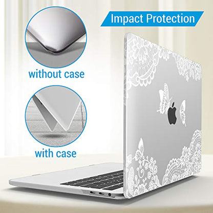 IBENZER Compatible with 2025 2024 M2 MacBook Pro 13 Inch Case 2025-2016 M1 A2338 A2289 A2251 A2159 A1989 A1706 A1708, Hard Shell Case & Keyboard Cover for Mac Pro 13, Lace, T13LACE+1A - color: Lace