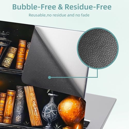 Universal Laptop Skin Decal, 3-Piece Vinyl Protector for 12 13 14 15.6" Notebook, Waterproof Anti-Scratch, Easy Trim & Bubble-Free Finish, Shelf Filled with Books - color: Shelf Filled with Books