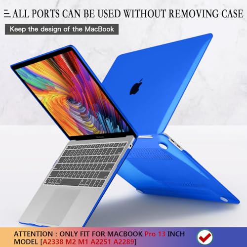 CISSOOK Case for MacBook Pro 13 Inch 2025-2020 Release A2338 A2251 A2289 | 4in1 Set Hard Shell Case with Keyboard Cover for MacBook Pro 13" M1 M2 -Blue - color: Blue