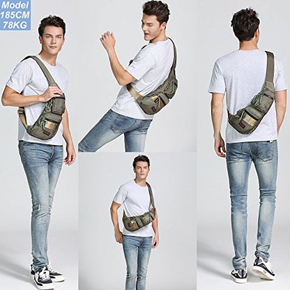 NICGID Sling Bag Chest Shoulder Backpack Crossbody Daypack for Men Women | Travel Outdoor Hiking Concealed Carry Fishing Fanny Tool Small Casual - color: Army Green-2854