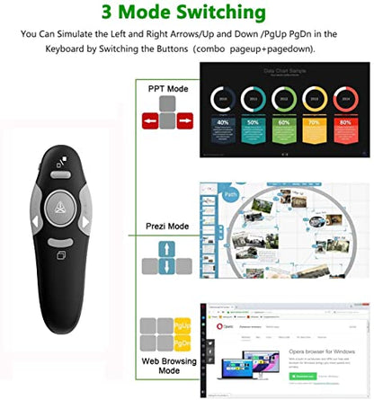 QUI Presentation Clicker Wireless Presenter Remote, Black, A | Clicker for PowerPoint Presentation Remote, PowerPoint Slide Advancer for Mac/Windows/Google Slide/Keynote - color: Black