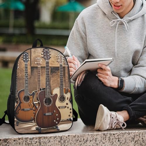 17-Inch Laptop Backpack Water-Resistant Collection Guitar Daypack with Shoulder Strap Lightweight Casual Rucksack for Travel Commuter Hiking Outdoor Activities 20l Black