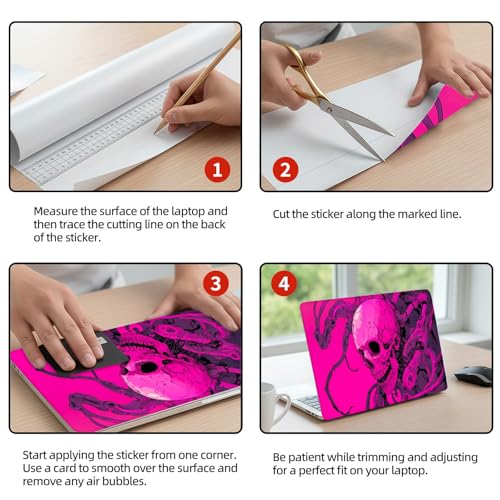 Universal Laptop Skin Sticker Decal, 12"-15.6" Aesthetic Vinyl Wrap, Cybernetic Skull Tentacles Waterproof Notebook Cover Art Protector for MacBook HP Dell Lenovo, Fits 13" 14" 15" 15.6" - color: Cybernetic Skull Tentacles