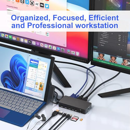 Surface Docking Station, Triple Display Dual 4K HDMI & VGA, 12-in-1 Surface Pro Dock for Microsoft Surface Pro 12/11/10/9/8/7/6/5/4/3, Surface Laptop 7/6/5/4, Surface Go/Book/Laptop Go - style: Surface Dock