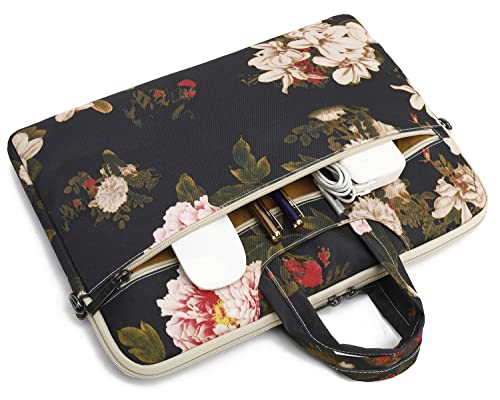 DACHEE Laptop Shoulder Bag for 15 Inch/15.6 Inch Macbook Pro - color: Black Peony