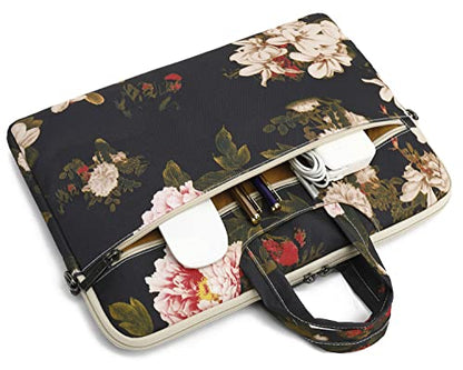DACHEE Laptop Shoulder Bag for 15 Inch/15.6 Inch Macbook Pro - color: Black Peony