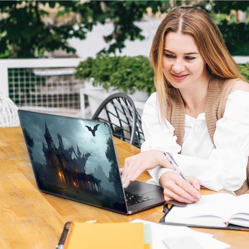 Laptop Skin Sticker Decal, Universal Reusable Vinyl Laptop Cover for 12" 13" 13.3" 14" 15" 15.4" 15.6" Notebook PC, Waterproof Scratch-Resistant with 2 Wrist Pads, Easy to Apply & Remove,Castle Bat - color: Castle Bat
