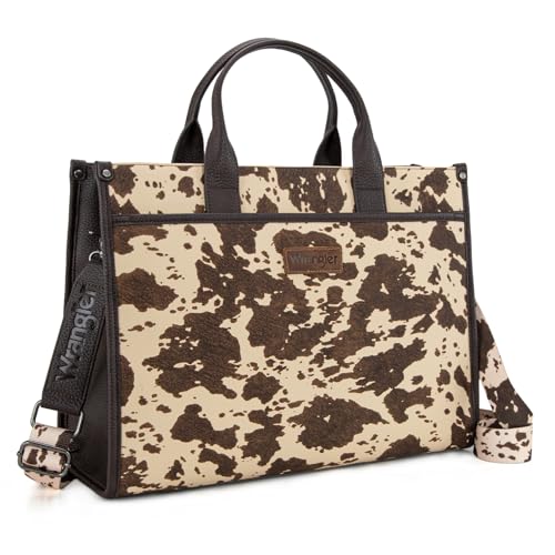 Wrangler Laptop Bag for Women 15.6 Inch Vintage Work Tote Bag for Business Briefcase Handbag with Adjustable Shoulder Strap - color: Cow-coffee