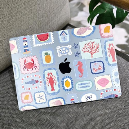 MEEgoodo Case for M5/M4/M3/M2 MacBook Air 13 inch Case 2026 2025 2024 2022, Fit Model A3449/A3240/A3113/A2681, Laptop Hard Shell Compatible with MacBook Air 13.6-inch, Marine Stamps Pattern - color: Marine Stamps Pattern