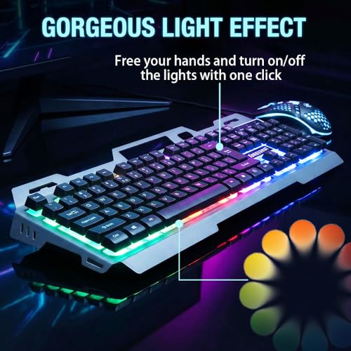 Gaming Keyboard and Mouse Combo, Wired RGB Backlit Mechanical Feel Keyboard with Phone Holder, Ergonomic Honeycomb Shell Gaming Mouse, Compatible with Windows PC, Laptop, Desktop (Black) - color: T750-Black