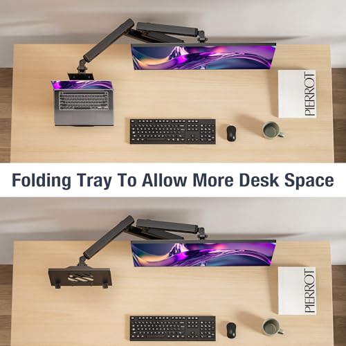 AVLT Laptop & Monitor Arm Desk Mount for 17-38" Screens, USB-C Dock - Black | Supports flat/curved screens up to 22 lbs each. 12-17" laptop tray, 7-in-1 USB-C dock, HDMI 4K60, Ethernet and 100W PD - color: Black