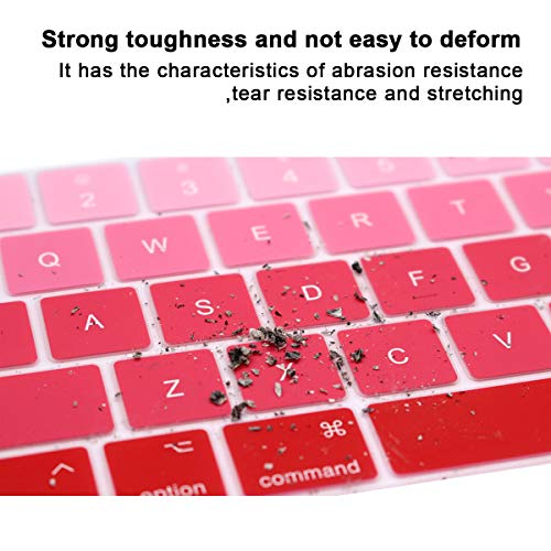 English Silicone Keyboard Cover Skin for MacBook Pro with Touch Bar 13-inch 15-inch (Model A2159, A1989, A1990, A1706, A1707) (2019 2018 2017 2016) USA Layout Protective Skin,Gradient Red - color: Gradient red
