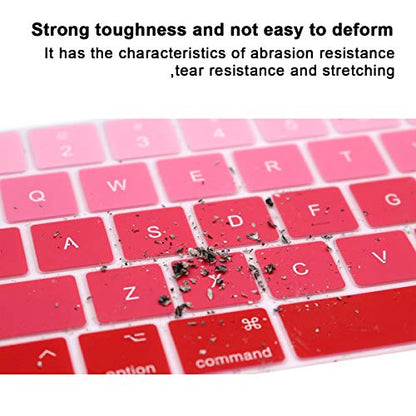 English Silicone Keyboard Cover Skin for MacBook Pro with Touch Bar 13-inch 15-inch (Model A2159, A1989, A1990, A1706, A1707) (2019 2018 2017 2016) USA Layout Protective Skin,Gradient Red - color: Gradient red