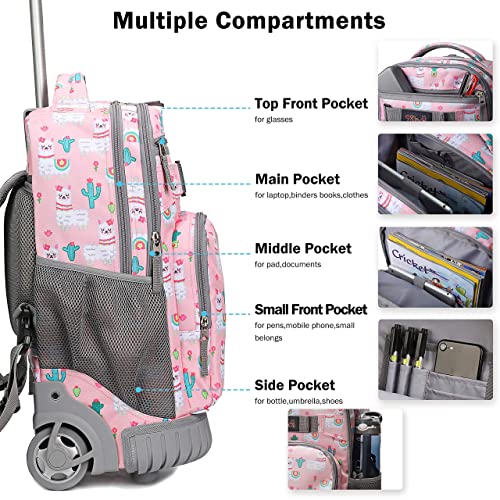 Tilami Rolling Backpack 19 inch with Lunch Bag Wheeled Laptop Backpack, Alpaca - color: Alpaca