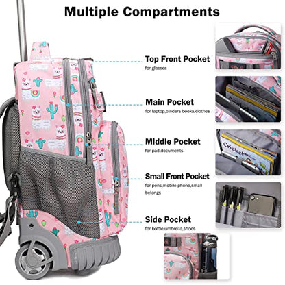 Tilami Rolling Backpack 19 inch with Lunch Bag Wheeled Laptop Backpack, Alpaca - color: Alpaca