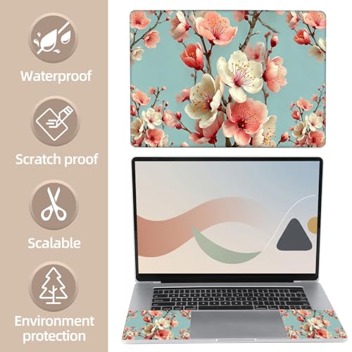 Universal Laptop Skin Sticker for 12/13/14/15.6 Inch Laptops, Reusable Vinyl Laptop Decal Cover, Waterproof Scratch Resistant Notebook Skin with 2 Wrist Pads,Delicate Cherry Blossoms - color: Delicate Cherry Blossoms
