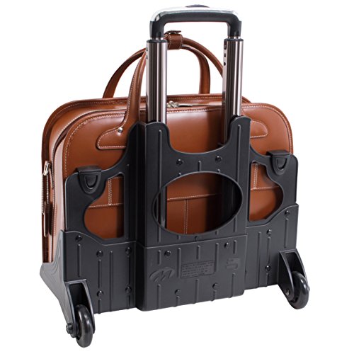 McKlein LAKEWOOD, 15" Leather Detachable -Wheeled Ladies' Laptop/Computer & Tablet Business Briefcase Bag/Women's Rolling Overnight Travel Bag, Removable trolley case - color: Brown, style: Lakewood