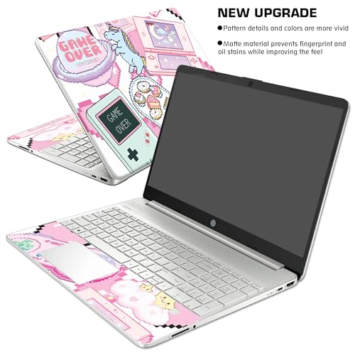 Laptop Skin Decal HP 15.6" - Kawaii Pixel Laptop Cover Sticker No Cutting Required, No Bubble, Waterproof, Scratch Resistant - Including Wide Screen and Wrist Pad - size: 15.6 inch
