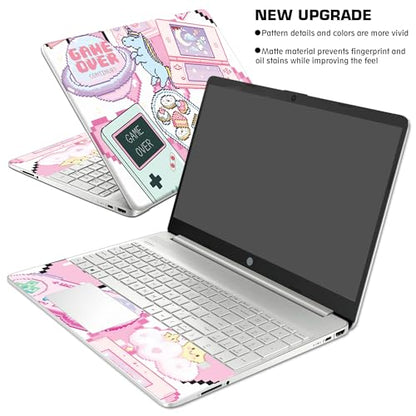 Laptop Skin Decal HP 15.6" - Kawaii Pixel Laptop Cover Sticker No Cutting Required, No Bubble, Waterproof, Scratch Resistant - Including Wide Screen and Wrist Pad - size: 15.6 inch
