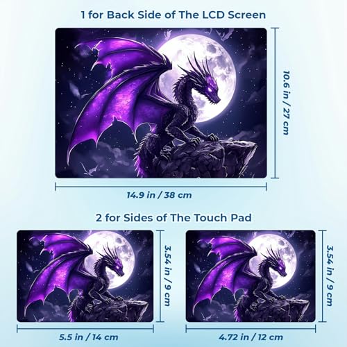 Reusable Universal Laptop Skin Sticker, Cut to Fit for 11.6–15.6 Inch Laptops, Waterproof Protective Film, No-Residue - Moonlight Purple Dragon - color: Moonlight Purple Dragon